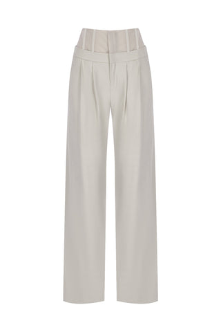 Mallory Panelled Waist Pants in Ice Grey