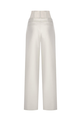 Mallory Panelled Waist Pants in Ice Grey