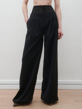 Mallory Panelled Waist Pants in Black