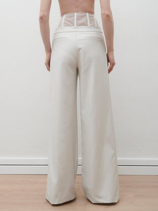 Mallory Panelled Waist Pants in Ice Grey