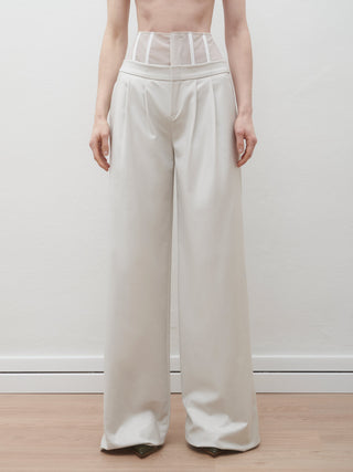 Mallory Panelled Waist Pants in Ice Grey